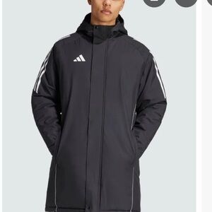Adidas coat  Parka  with hood   Black and White  XX Small Goth Steampunk Travel
